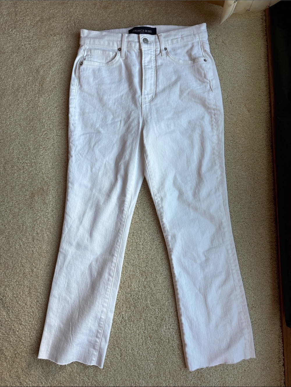 Veronica Beard White High-Rise Straight-Leg Jeans carly kick flare crop